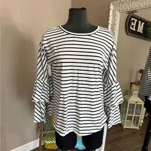 Umgee • Striped Flutter Sleeve Top